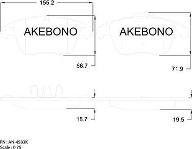 Akebono AN-4583K - Гальмівні колодки, дискові гальма autozip.com.ua