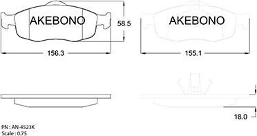 Akebono AN-4523K - Гальмівні колодки, дискові гальма autozip.com.ua