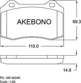 Akebono AN-4634KE - Гальмівні колодки, дискові гальма autozip.com.ua