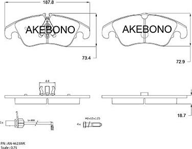 Akebono AN-4623WK - Гальмівні колодки, дискові гальма autozip.com.ua