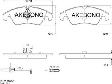 Akebono AN-4622WK - Гальмівні колодки, дискові гальма autozip.com.ua