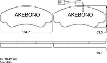 Akebono AN-4099WKE - Гальмівні колодки, дискові гальма autozip.com.ua