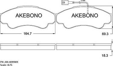 Akebono AN-4099WK - Гальмівні колодки, дискові гальма autozip.com.ua