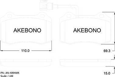 Akebono AN-4094WK - Гальмівні колодки, дискові гальма autozip.com.ua