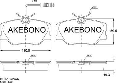 Akebono AN-4090WKE - Гальмівні колодки, дискові гальма autozip.com.ua