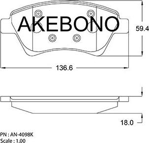 Akebono AN-4098K - Гальмівні колодки, дискові гальма autozip.com.ua