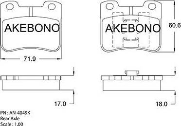 Akebono AN-4049K - Гальмівні колодки, дискові гальма autozip.com.ua