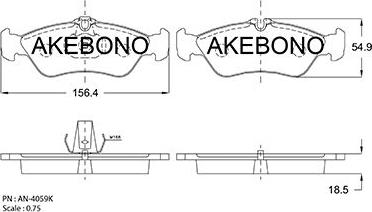 Akebono AN-4059K - Гальмівні колодки, дискові гальма autozip.com.ua