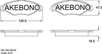 Akebono AN-4051KE - Гальмівні колодки, дискові гальма autozip.com.ua