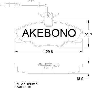 Akebono AN-4058WK - Гальмівні колодки, дискові гальма autozip.com.ua