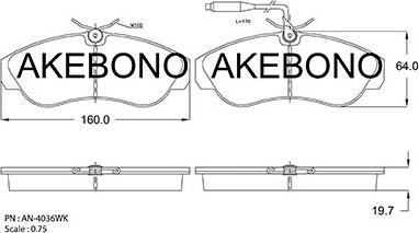 Akebono AN-4063WKE - Гальмівні колодки, дискові гальма autozip.com.ua