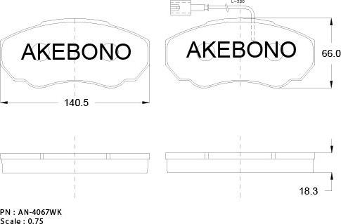 Akebono AN-4067WKE - Гальмівні колодки, дискові гальма autozip.com.ua