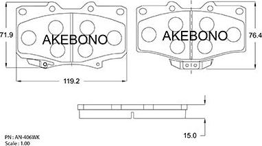 Akebono AN-406WK - Гальмівні колодки, дискові гальма autozip.com.ua