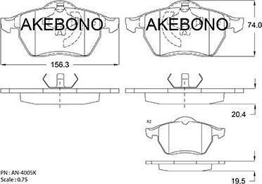 Akebono AN-4005K - Гальмівні колодки, дискові гальма autozip.com.ua
