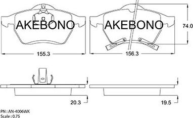Akebono AN-4006WKE - Гальмівні колодки, дискові гальма autozip.com.ua
