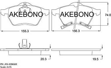 Akebono AN-4006WK - Гальмівні колодки, дискові гальма autozip.com.ua