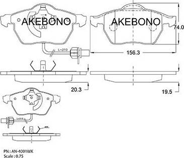 Akebono AN-4001WK - Гальмівні колодки, дискові гальма autozip.com.ua