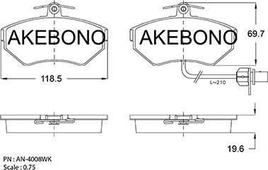 Akebono AN-4008WKE - Гальмівні колодки, дискові гальма autozip.com.ua
