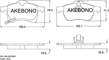 Akebono AN-4003WKE - Гальмівні колодки, дискові гальма autozip.com.ua
