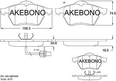 Akebono AN-4007WK - Гальмівні колодки, дискові гальма autozip.com.ua