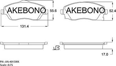 Akebono AN-4015WKE - Гальмівні колодки, дискові гальма autozip.com.ua