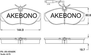 Akebono AN-4016WKE - Гальмівні колодки, дискові гальма autozip.com.ua