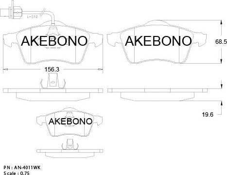 Akebono AN-4011WKE - Гальмівні колодки, дискові гальма autozip.com.ua