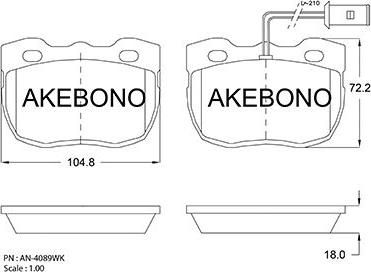 Akebono AN-4089WKE - Гальмівні колодки, дискові гальма autozip.com.ua