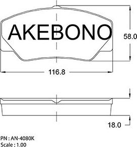 Akebono AN-4080KE - Гальмівні колодки, дискові гальма autozip.com.ua