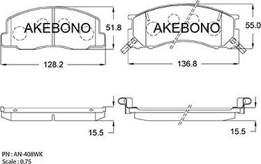 Akebono AN-408WKE - Гальмівні колодки, дискові гальма autozip.com.ua