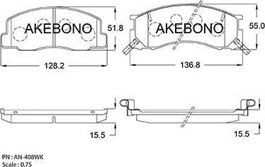 Akebono AN-408WK - Гальмівні колодки, дискові гальма autozip.com.ua