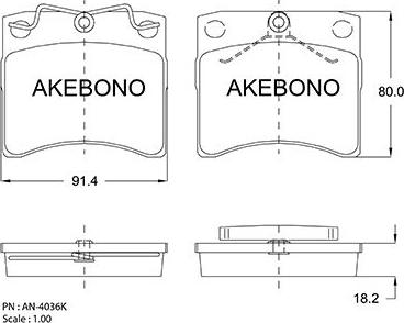 Akebono AN-4036KE - Гальмівні колодки, дискові гальма autozip.com.ua