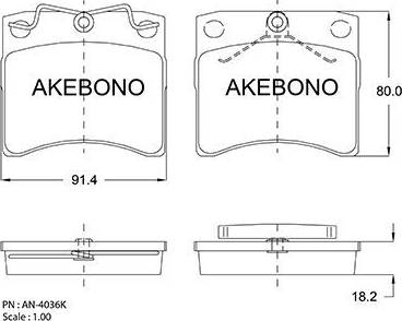 Akebono AN-4036K - Гальмівні колодки, дискові гальма autozip.com.ua