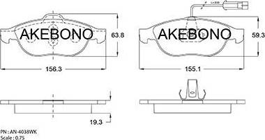Akebono AN-4038WK - Гальмівні колодки, дискові гальма autozip.com.ua