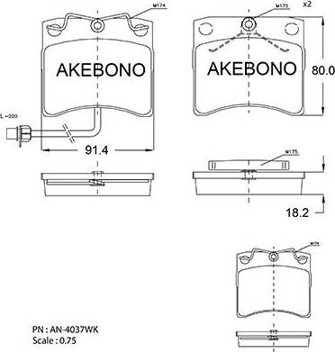 Akebono AN-4037WK - Гальмівні колодки, дискові гальма autozip.com.ua