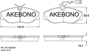 Akebono AN-4026WKE - Гальмівні колодки, дискові гальма autozip.com.ua