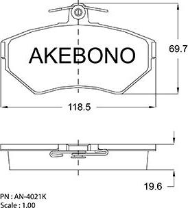Akebono AN-4021K - Гальмівні колодки, дискові гальма autozip.com.ua