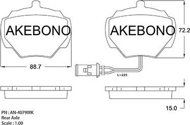 Akebono AN-4079WKE - Гальмівні колодки, дискові гальма autozip.com.ua