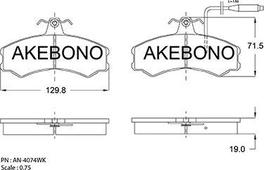 Akebono AN-4074WKE - Гальмівні колодки, дискові гальма autozip.com.ua