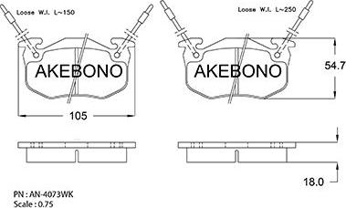 Akebono AN-4073WKE - Гальмівні колодки, дискові гальма autozip.com.ua