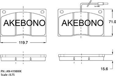 Akebono AN-4198WKE - Гальмівні колодки, дискові гальма autozip.com.ua