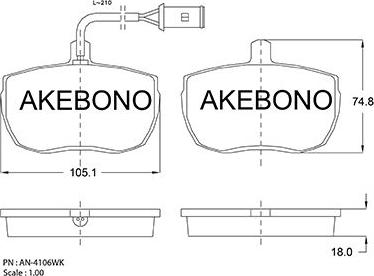 Akebono AN-4106WK - Гальмівні колодки, дискові гальма autozip.com.ua