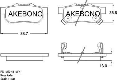 Akebono AN-411WK - Гальмівні колодки, дискові гальма autozip.com.ua
