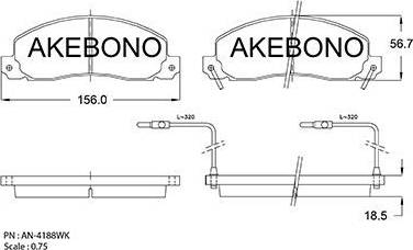 Akebono AN-4188WK - Гальмівні колодки, дискові гальма autozip.com.ua