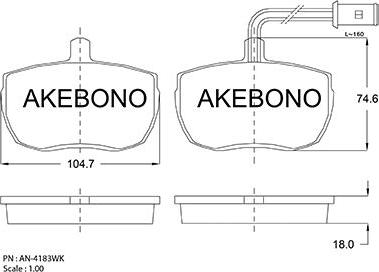 Akebono AN-4183WKE - Гальмівні колодки, дискові гальма autozip.com.ua