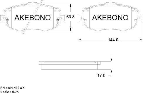 Akebono AN-413WK - Гальмівні колодки, дискові гальма autozip.com.ua