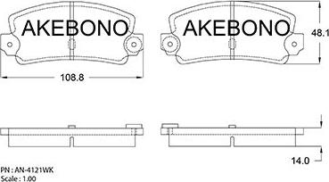 Akebono AN-4121WKE - Гальмівні колодки, дискові гальма autozip.com.ua