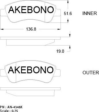 Akebono AN-4348K - Гальмівні колодки, дискові гальма autozip.com.ua