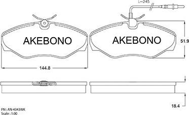 Akebono AN-4343WKE - Гальмівні колодки, дискові гальма autozip.com.ua