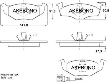 Akebono AN-4361WKE - Гальмівні колодки, дискові гальма autozip.com.ua
